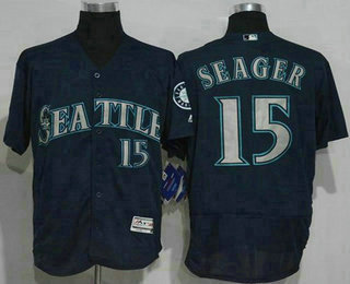 Men's Seattle Mariners #15 #15 Kyle Seager Navy Blue 2016 Flexbase Majestic Baseball Jersey