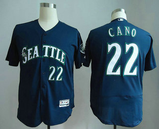 Men's Seattle Mariners #22 Robinson Cano Navy Blue Stitched MLB Majestic Flex Base Jersey