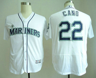 Men's Seattle Mariners #22 Robinson Cano White Home Stitched MLB Majestic Flex Base Jersey