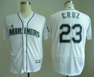 Men's Seattle Mariners #23 Nelson Cruz White Home Stitched MLB Majestic Flex Base Jersey