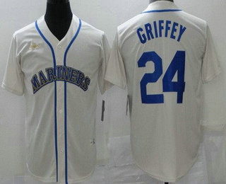 Men's Seattle Mariners #24 Ken Griffey Cream Cooperstown Cool Base Nike Jersey