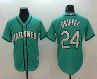 Men's Seattle Mariners #24 Ken Griffey Jr. Green Stitched MLB Cool Base Jersey