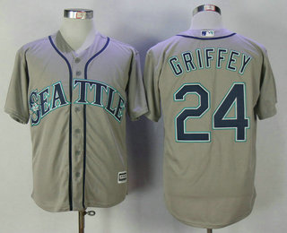 Men's Seattle Mariners #24 Ken Griffey Jr. Retired Gray Stitched MLB Majestic Cool Base Jersey