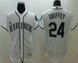 Men's Seattle Mariners #24 Ken Griffey Jr. Retired White 2016 Flexbase Majestic Baseball Jersey