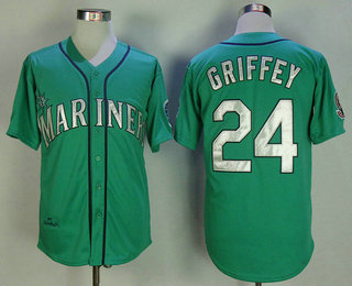 Men's Seattle Mariners #24 Ken Griffey Jr. Teal Green 1995 Throwback Cooperstown Collection Stitched MLB Mitchell & Ness Jersey