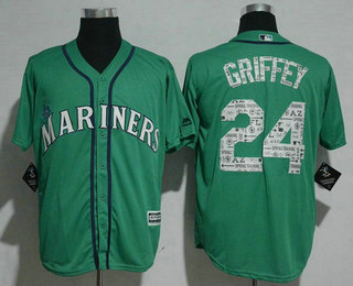 Men's Seattle Mariners #24 Ken Griffey Jr. Teal Green 2017 Spring Training Stitched MLB Majestic Cool Base Jersey