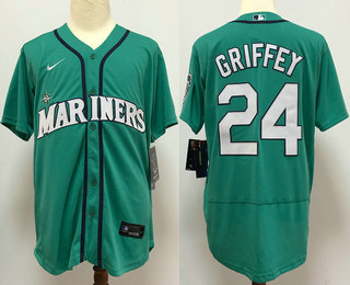 Men's Seattle Mariners #24 Ken Griffey Jr. Teal Green Stitched MLB Flex Base Nike Jersey