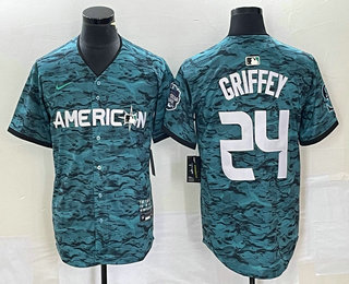 Men's Seattle Mariners #24 Ken Griffey Teal 2023 All Star Cool Base Stitched Jersey 01