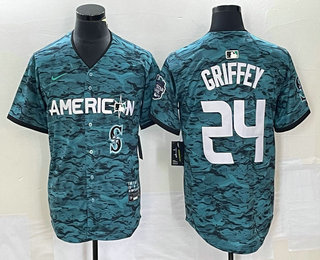 Men's Seattle Mariners #24 Ken Griffey Teal 2023 All Star Cool Base Stitched Jersey 02