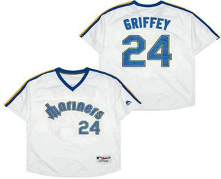 Men's Seattle Mariners #24 Ken Griffey White 1979 Turn Back The Clock Jersey