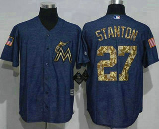 Men's Seattle Mariners #27 Giancarlo Stanton Denim Blue Salute to Service Stitched MLB Jersey