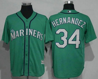 Men's Seattle Mariners #34 Felix Hernandez Green Cool Base Majestic Baseball Jersey