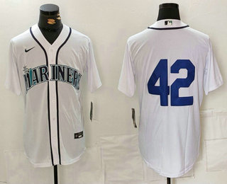 Men's Seattle Mariners #42 Jackie Robinson White Cool Base Stitched jersey