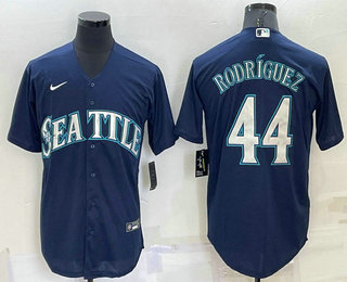 Men's Seattle Mariners #44 Julio Rodriguez Navy Blue Stitched MLB Cool Base Nike Jersey