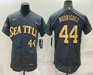 Men's Seattle Mariners #44 Julio Rodriguez Number Grey 2022 All Star Stitched Flex Base Nike Jersey