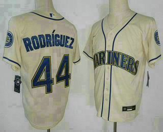 Men's Seattle Mariners #44 Julio Rodriguez Team Logo Cream Stitched MLB Cool Base Nike Jersey