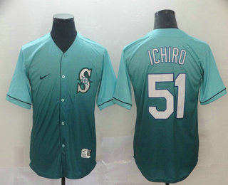 Men's Seattle Mariners #51 Ichiro Suzuki Nike Green Fade Jersey