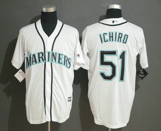 Men's Seattle Mariners #51 Ichiro Suzuki White Stitched MLB Cool Base Jersey