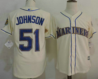 Men's Seattle Mariners #51 Randy Johnson Cream Cooperstown Collection Cool Base Jersey