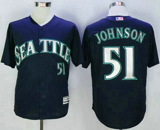 Men's Seattle Mariners #51 Randy Johnson Navy Blue New Cool Base Jersey