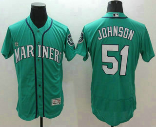 Men's Seattle Mariners #51 Randy Johnson Teal Green 2016 Flexbase Majestic Baseball Jersey