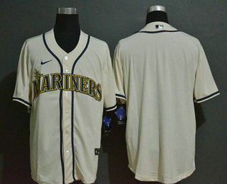 Men's Seattle Mariners Blank Cream Stitched MLB Cool Base Nike Jersey