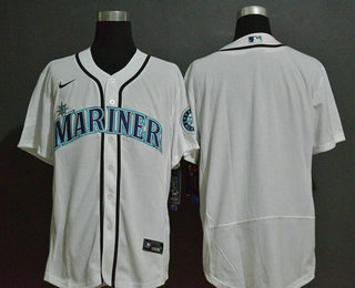 Men's Seattle Mariners Blank White Stitched MLB Flex Base Nike Jersey