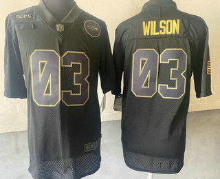 Men's Seattle Seahawks #03 Russell Wilson Black 2020 Salute To Service Stitched NFL Nike Limited Jersey