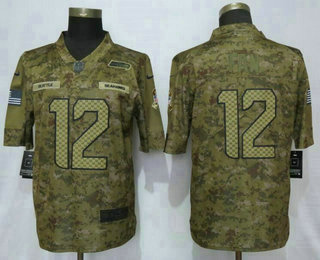 Men's Seattle Seahawks #12 12th Fan Nike Camo 2018 Salute to Service Stitched NFL Limited Jersey