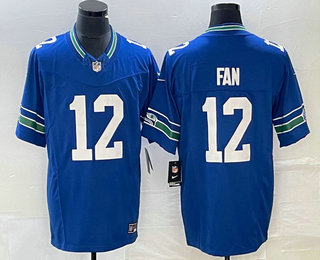 Men's Seattle Seahawks #12 Fan Blue 2023 FUSE Vapor Limited Throwback Stitched Jersey