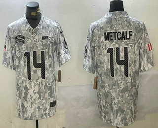 Men's Seattle Seahawks #14 DK Metcalf Arctic Camo 2024 FUSE Salute to Service Limited Stitched Jersey