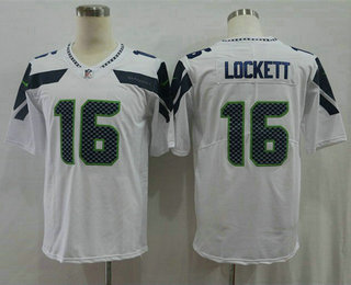 Men's Seattle Seahawks #16 Tyler Lockett Navy Blue White Vapor Untouchable Stitched NFL Nike Limited Jersey