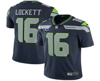 Men's Seattle Seahawks #16 Tyler Lockett Navy Blue With 1 star C Patch Navy Vapor Untouchable Limited Stitched Jersey