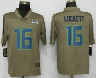 Men's Seattle Seahawks #16 Tyler Lockett Olive 2017 Salute To Service Stitched NFL Nike Limited Jersey