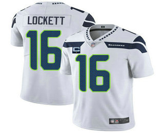 Men's Seattle Seahawks #16 Tyler Lockett With 1 star C Patch Navy Vapor Untouchable Limited Stitched Jersey