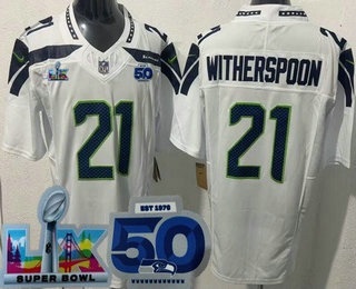 Men's Seattle Seahawks #21 Devon Witherspoon Limited White 50th LX FUSE Vapor Jersey