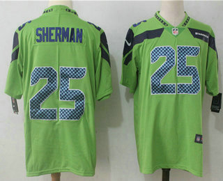 Men's Seattle Seahawks #25 Richard Sherman Green 2017 Vapor Untouchable Stitched NFL Nike Limited Jersey