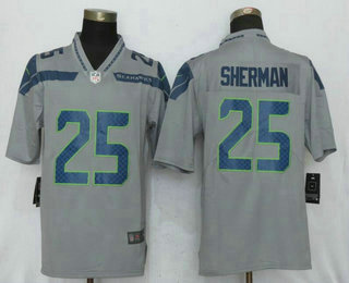 Men's Seattle Seahawks #25 Richard Sherman Grey 2017 Vapor Untouchable Stitched NFL Nike Limited Jersey