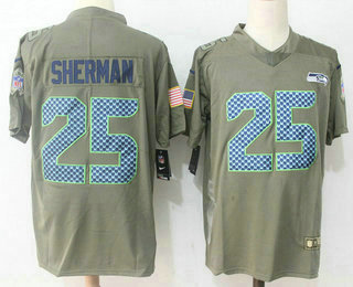 Men's Seattle Seahawks #25 Richard Sherman Olive 2017 Salute To Service Stitched NFL Nike Limited Jersey