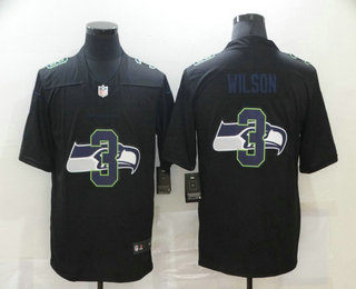 Men's Seattle Seahawks #3 Russell Wilson Black 2020 Shadow Logo Vapor Untouchable Stitched NFL Nike Limited Jersey