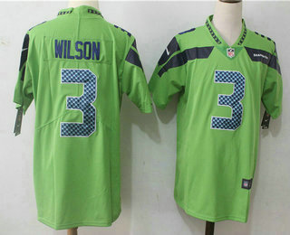 Men's Seattle Seahawks #3 Russell Wilson Green 2017 Vapor Untouchable Stitched NFL Nike Limited Jersey