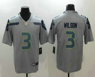 Men's Seattle Seahawks #3 Russell Wilson Grey 2017 Vapor Untouchable Stitched NFL Nike Limited Jersey