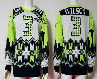 Men's Seattle Seahawks #3 Russell Wilson Multicolor NFL Sweater