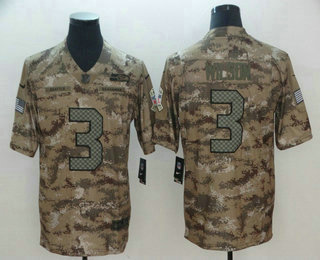 Men's Seattle Seahawks #3 Russell Wilson Nike Camo 2018 Salute to Service Stitched NFL Limited Jersey