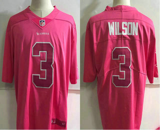 Men's Seattle Seahawks #3 Russell Wilson Pink Fashion 2017 Rush NFL Nike Limited Jersey