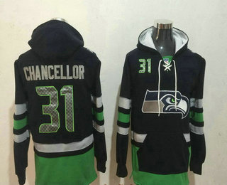 Men's Seattle Seahawks #31 Kam Chancellor NEW Navy Blue Pocket Stitched NFL Pullover Hoodie