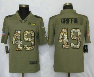 Men's Seattle Seahawks #49 Shaquem Griffin Olive With Camo 2017 Salute To Service Stitched NFL Nike Limited Jersey