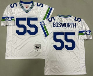 Men's Seattle Seahawks #55 Brian Bosworth White 1987 Throwback Jersey