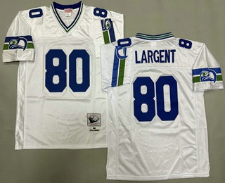Men's Seattle Seahawks #80 Steve Largent White Throwback Jersey