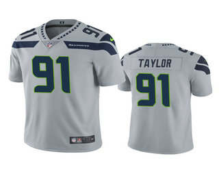 Men's Seattle Seahawks #91 Darrell Taylor Gray 2020 NFL Draft Vapor Limited Jersey